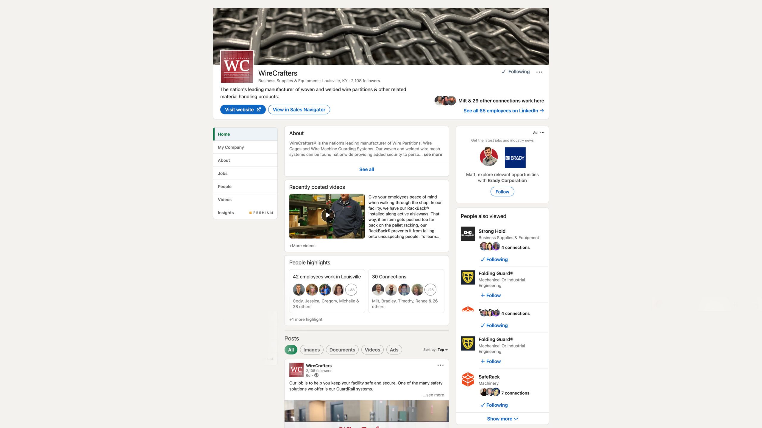 WireCrafters LinkedIn Homepage