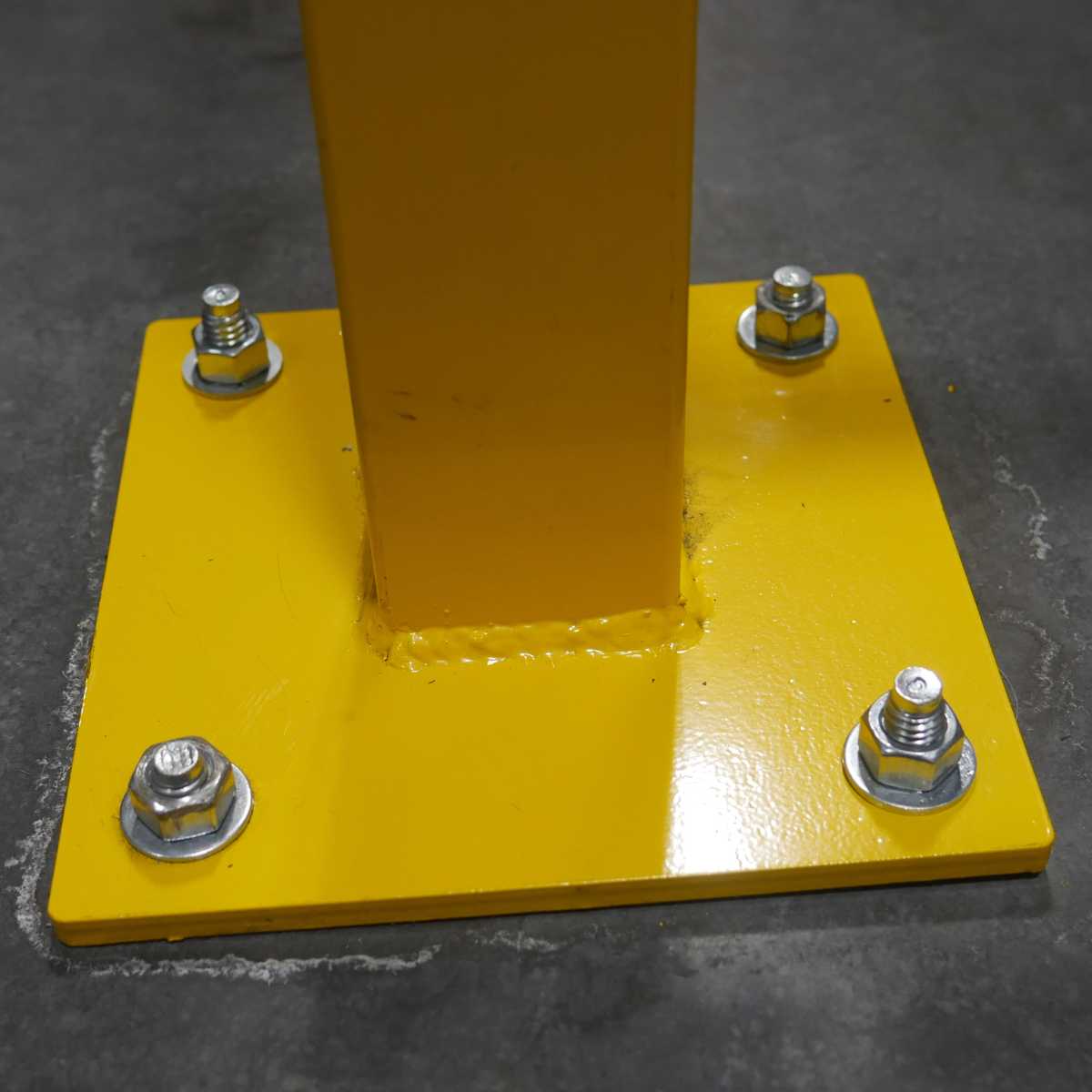 yellow square base plate for post