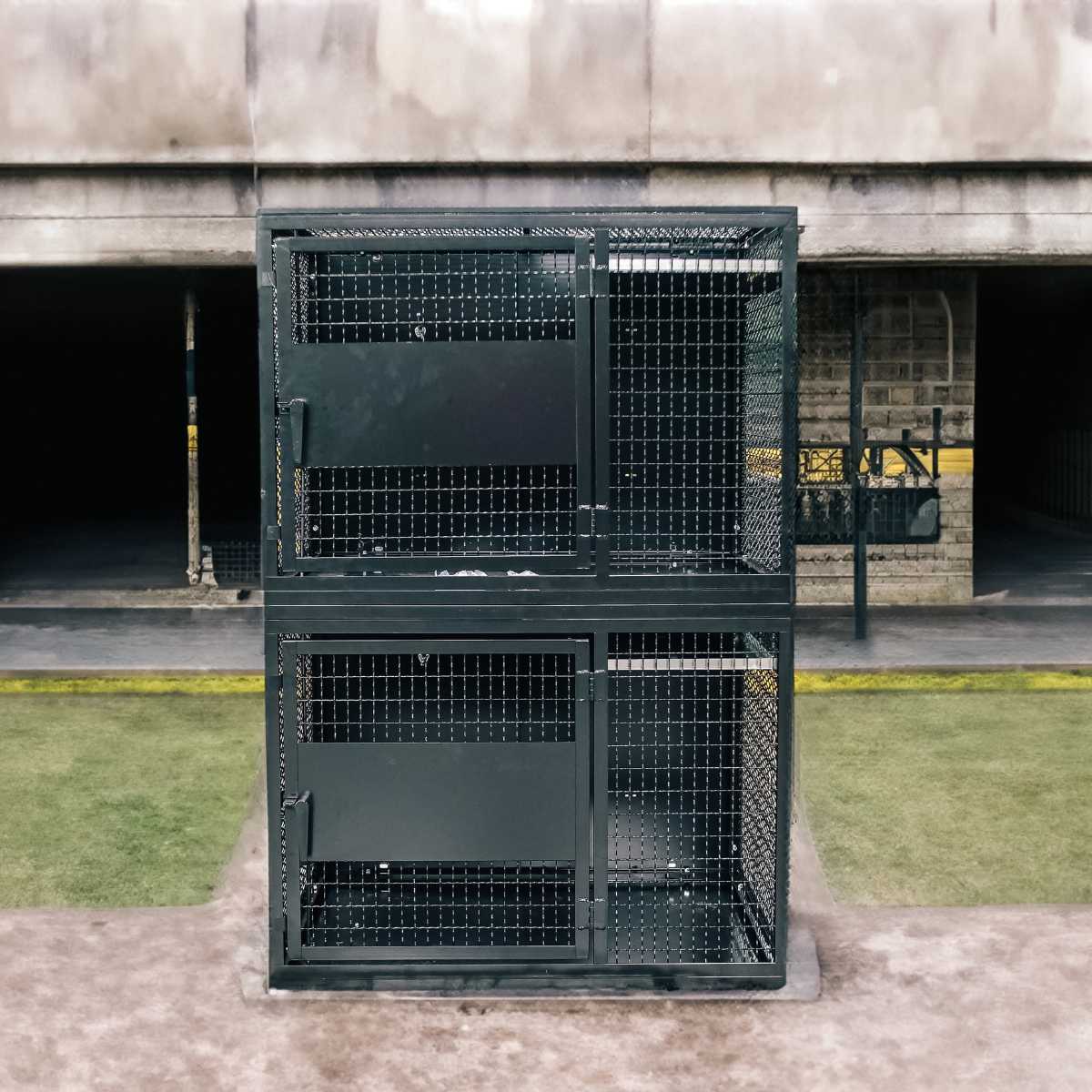 black wire mesh stackable military storage lockers